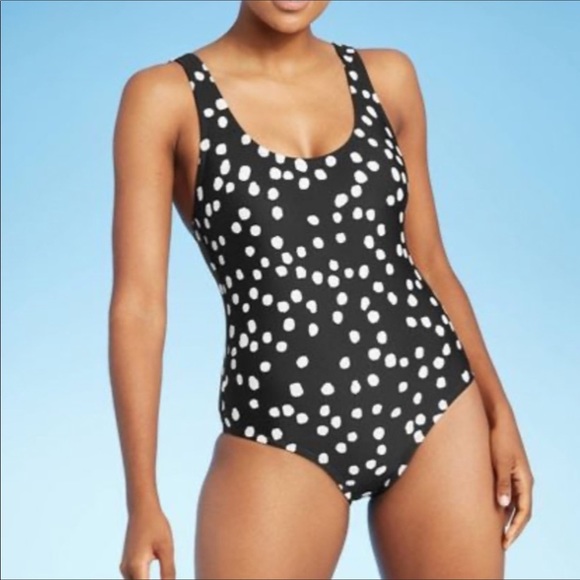 Kona Sol Other - 𝅺Kona Sol One Piece Polka Dot Black White Wide Strap Modest Swimsuit Small NWT